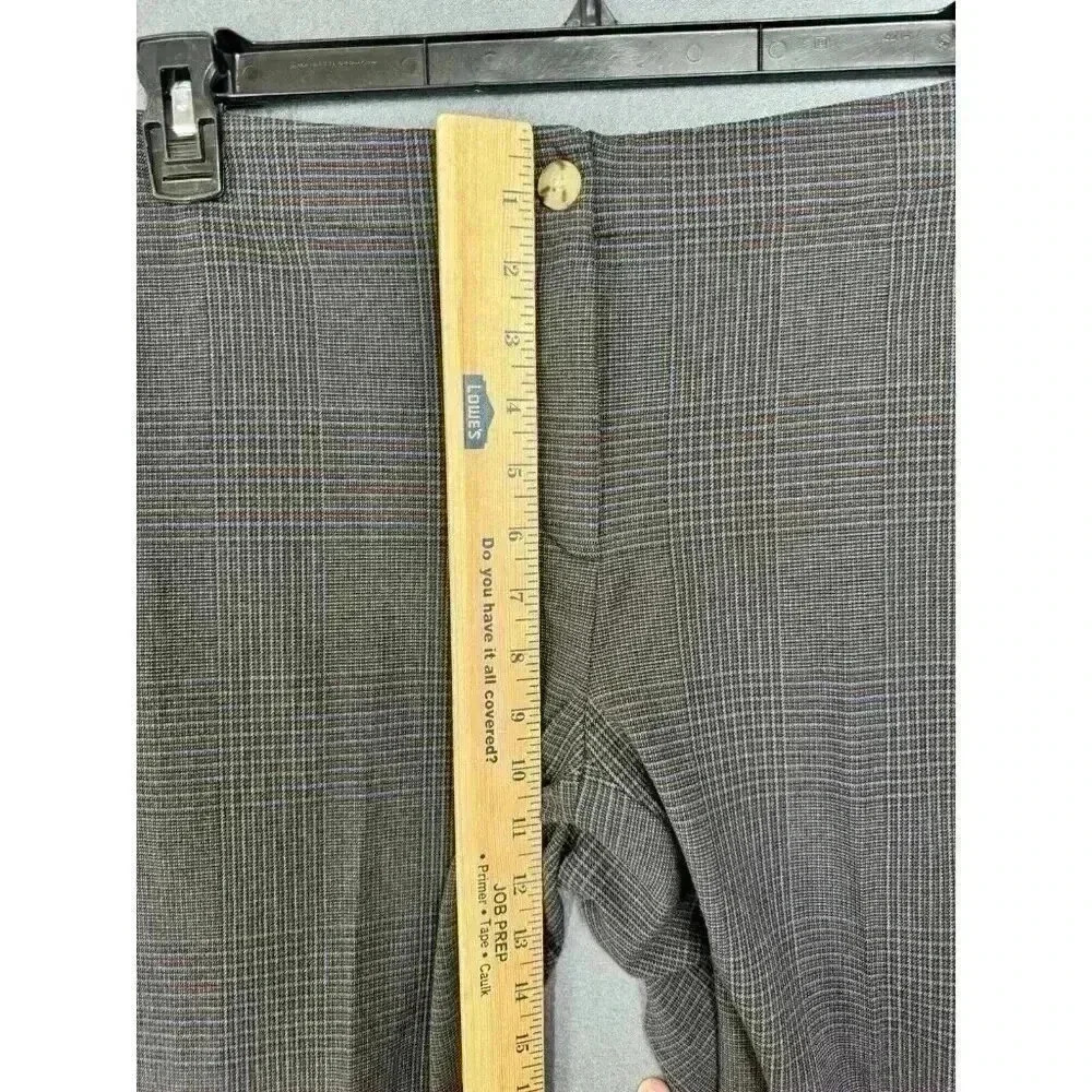 J. Jill Plaid Pants Size 8 Brown Blue Brushed Twill Bi-Stretch Ankle Button Zip - Picture 11 of 12